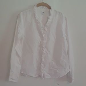 Gap ruffled button down long sleeve shirt